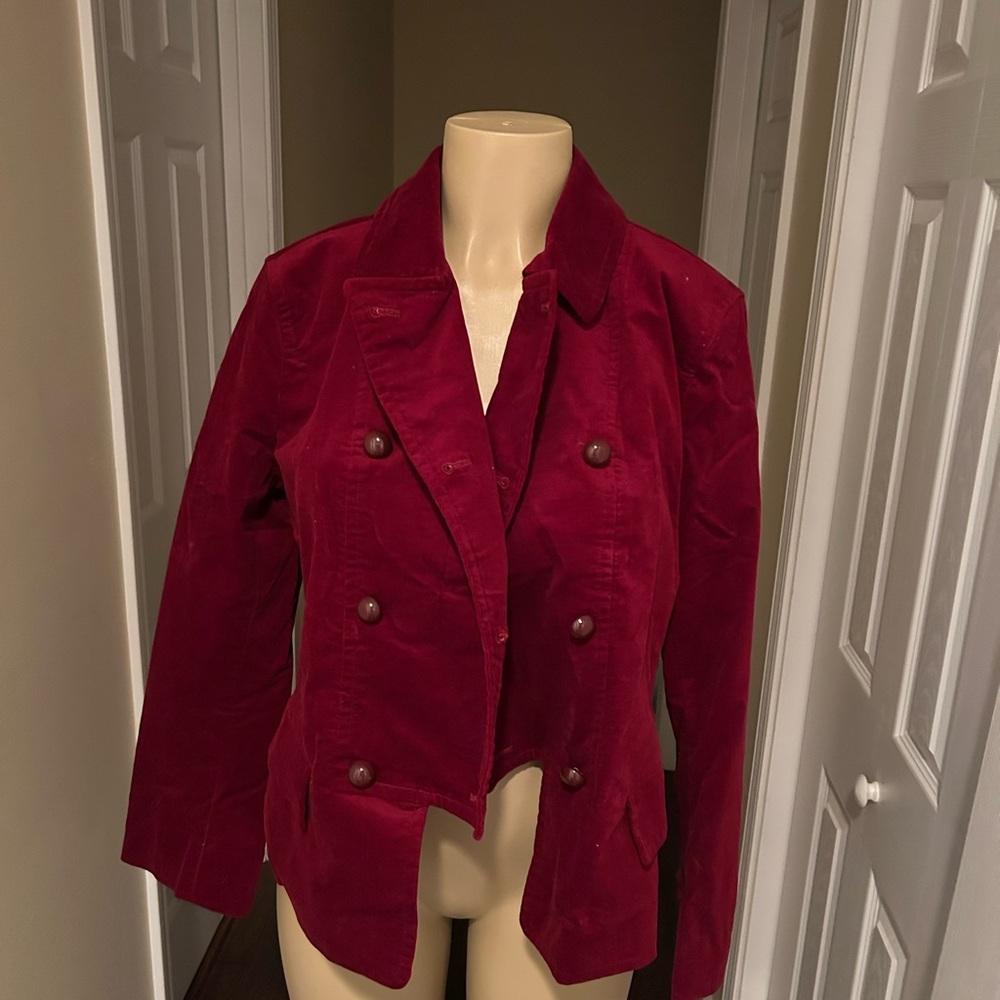 Talbots Rich Burgundy Double-Breasted Blazer